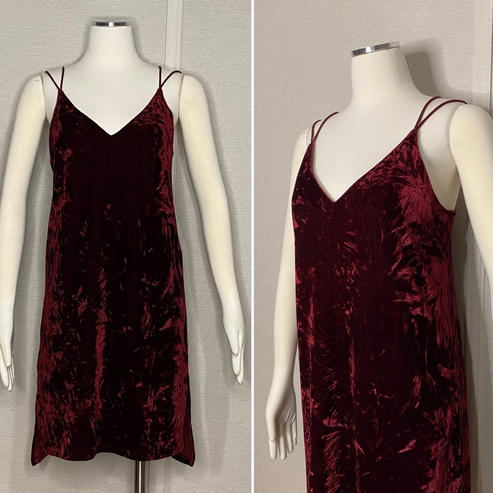 She + Sky red crushed velvet mini dress